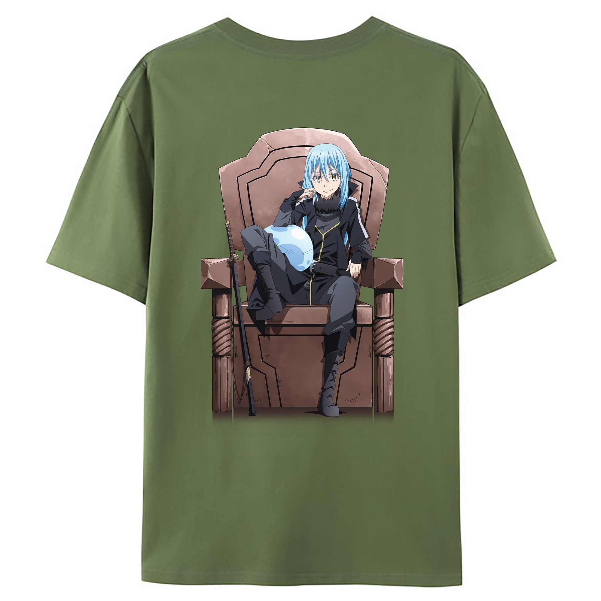 （画像用） 転スラ Regarding Reincarnated to Slime 綿100％ メンズ半袖Tシャツ（バックプリント） 通気性